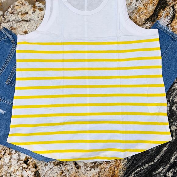 NWT J Crew Women's White & Yellow Stripe Tank - Picture 4 of 9